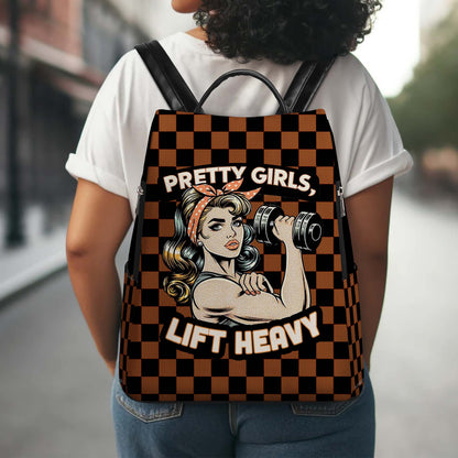 Pretty Girls Lift Heavy - Personalized Leather BackPack - BP_FN05
