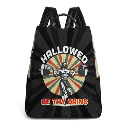 Hallowed Be Thy Gains - Personalized Leather BackPack - BP_FN13