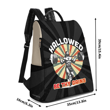 Hallowed Be Thy Gains - Personalized Leather BackPack - BP_FN13