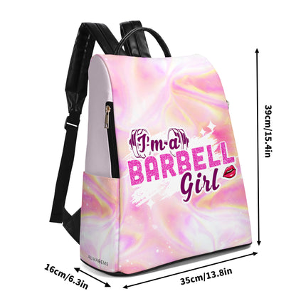 I'm A Barbell Girl - Personalized Leather BackPack - BP_FN20