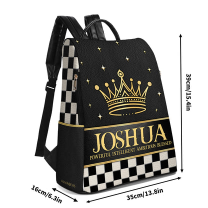 Plaid Crown - Personalized Leather BackPack - BP_K01
