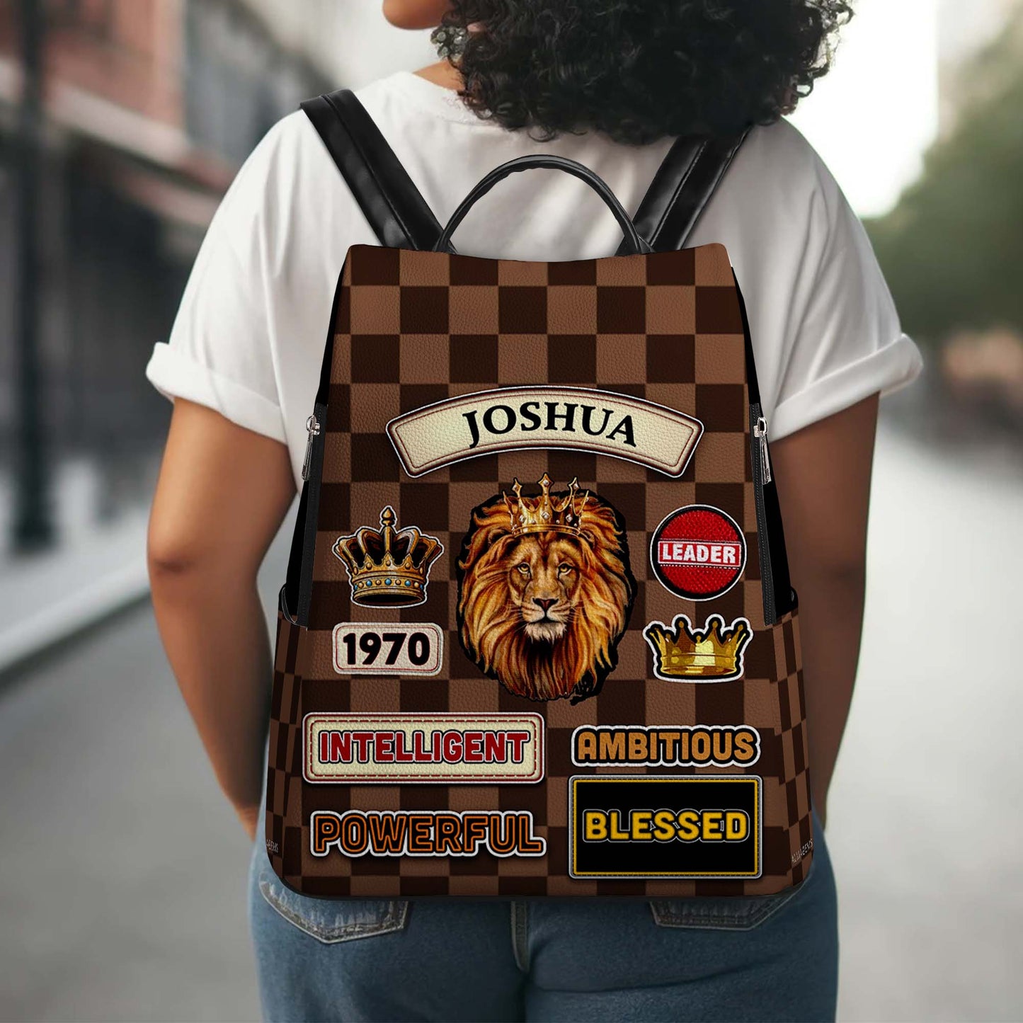 Powerful Leader Intelligent Ambitious Blessed - Personalized Leather BackPack - BP_K06