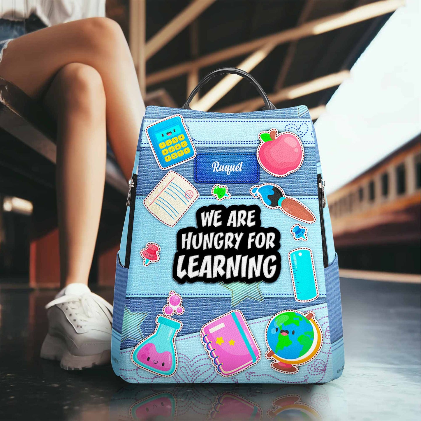 We Are Hungry For Learning - Personalized Custom Leather BackPack - BP_SC02