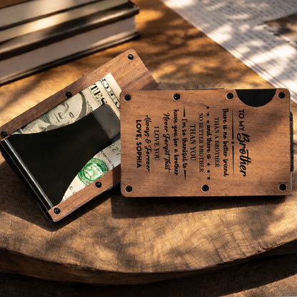 To My Brother There Is No Better Friend Wooden Wallet With Stars