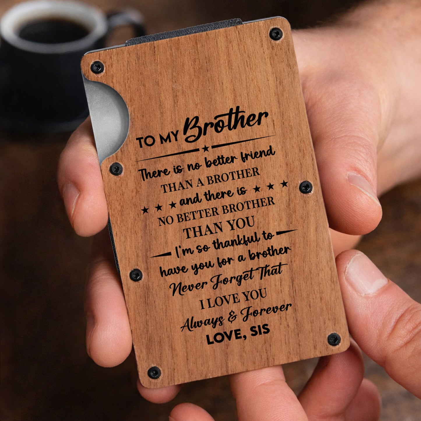 To My Brother There Is No Better Friend Wooden Wallet With Stars