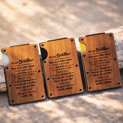 To My Brother There Is No Better Friend Wooden Wallet With Stars