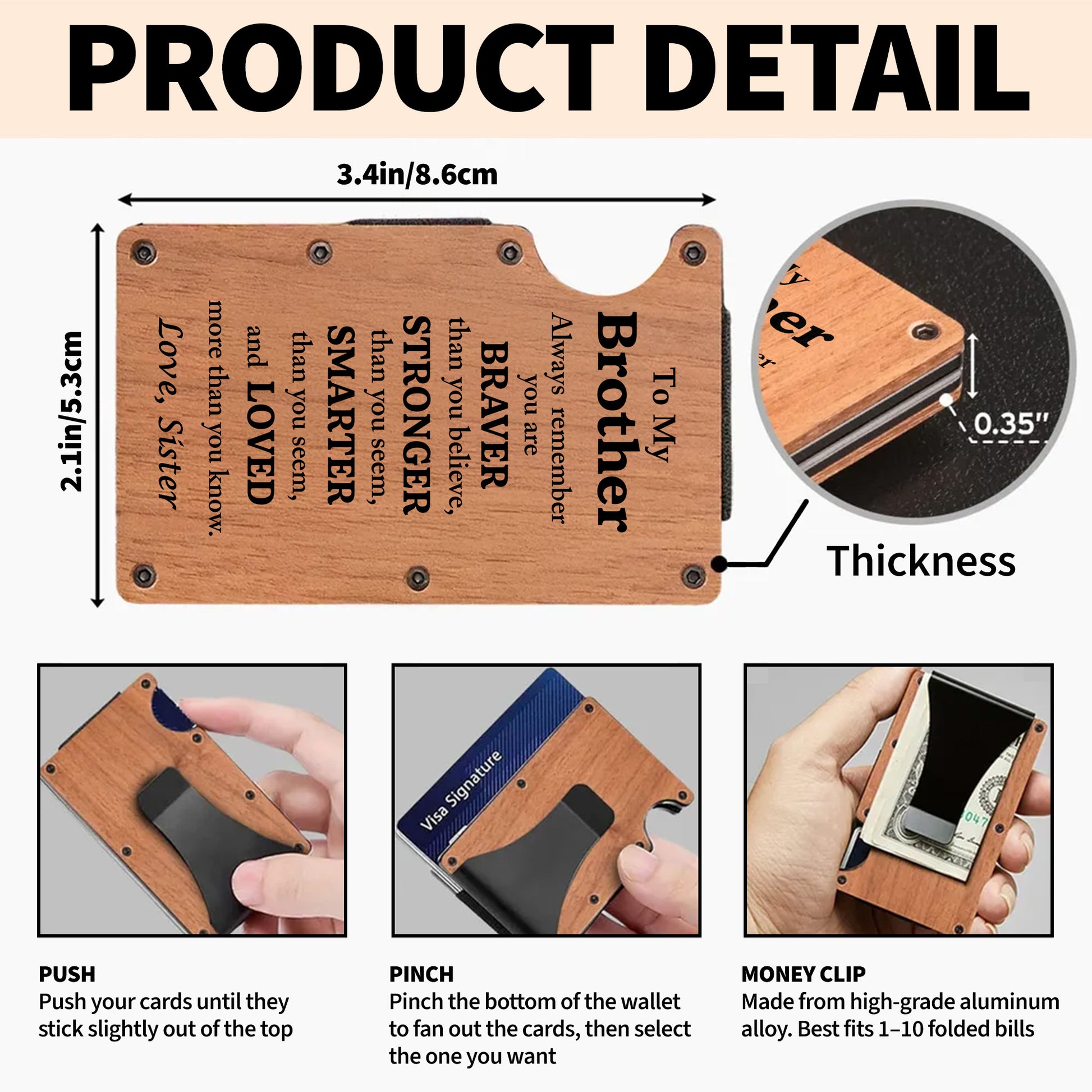 To My Brother Always Remember Braver Stronger Smarter And Loved Wood Grain