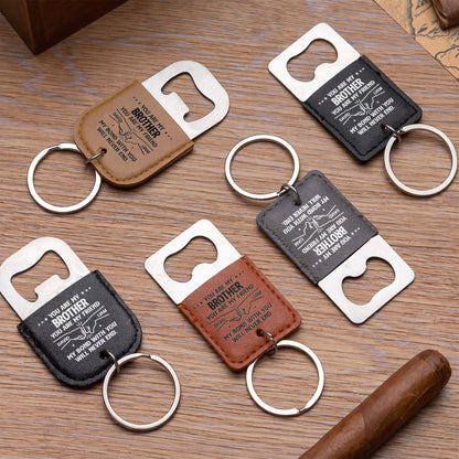 You Are My Brother You Are My Friend Fist Bump Bond - Personalized Leather Bottle Opener Keychain - BRT053_LEBOK