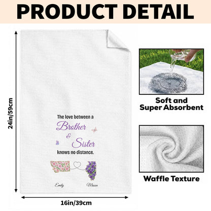 The Love Between A Brother And Sister Knowing No Distance With Floral States - Personalized Kitchen Towel - BRT063_TOWL