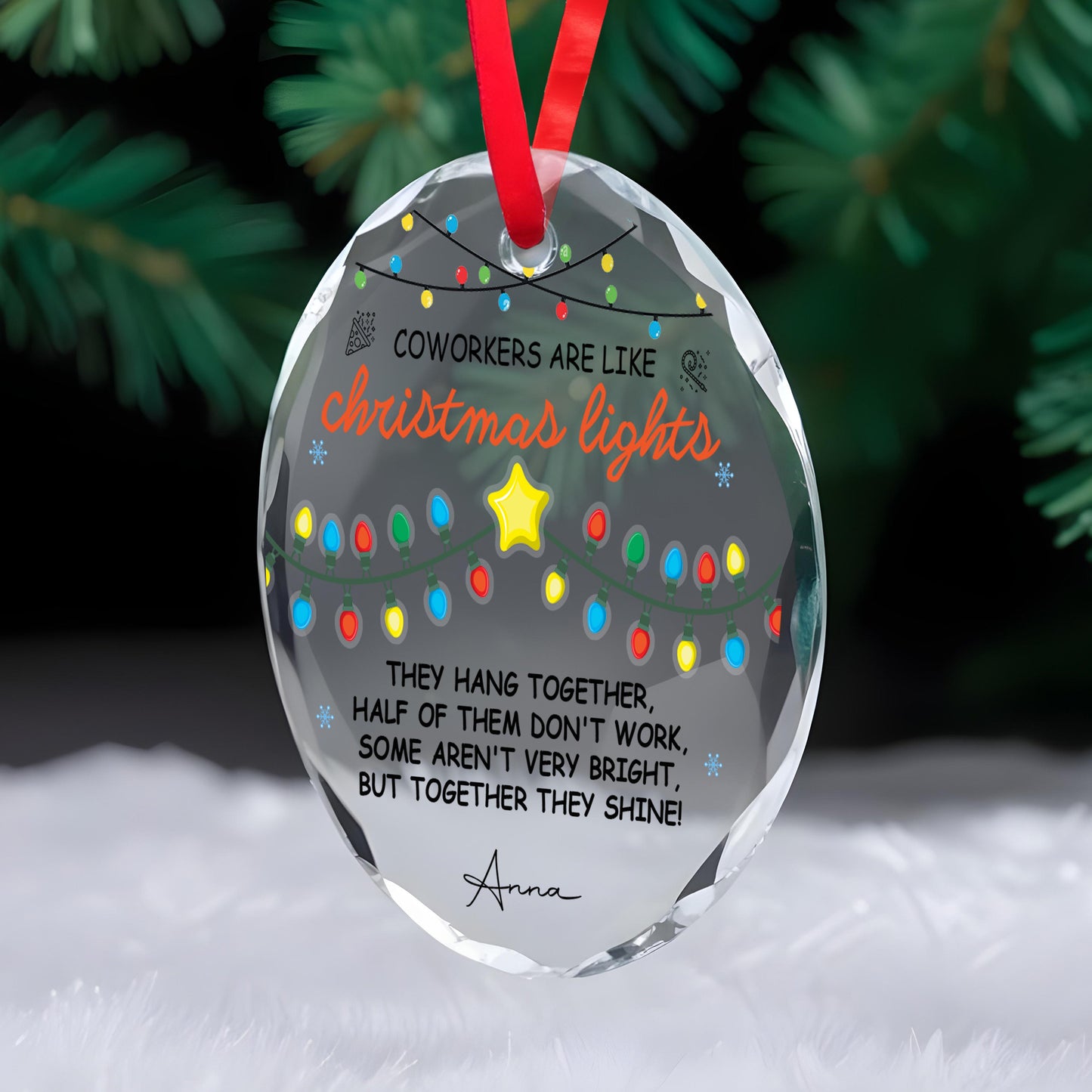 Coworkers Like Christmas Lights Shine Together Ornament