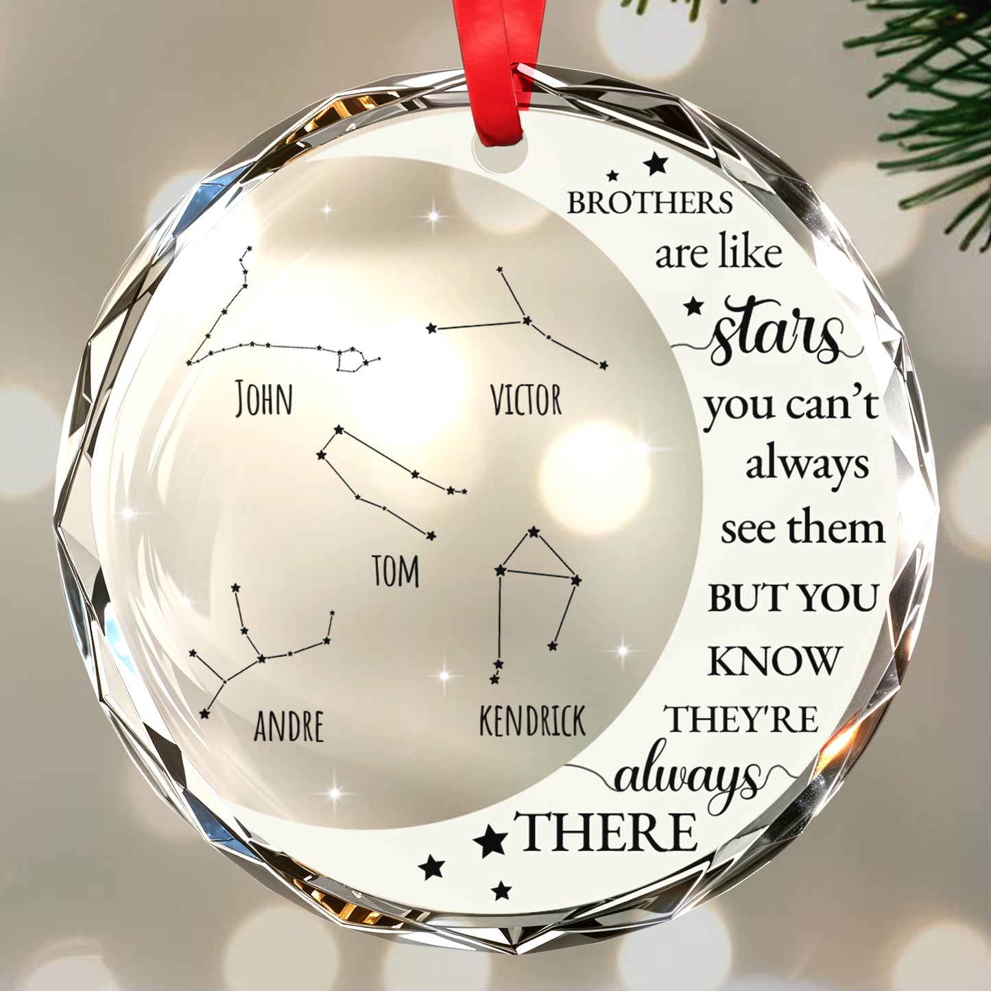 True Besties Are Like Stars Inspirational Quote - Personalized Custom Circle Glass Ornament - BST013_CGOR