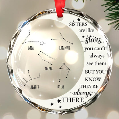 True Besties Are Like Stars Inspirational Quote - Personalized Custom Circle Glass Ornament - BST013_CGOR