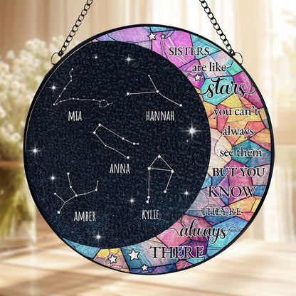 True Besties Are Like Stars You Know They're Always There - Personalized Custom Window Hanging Suncatcher - BST013_RSUN