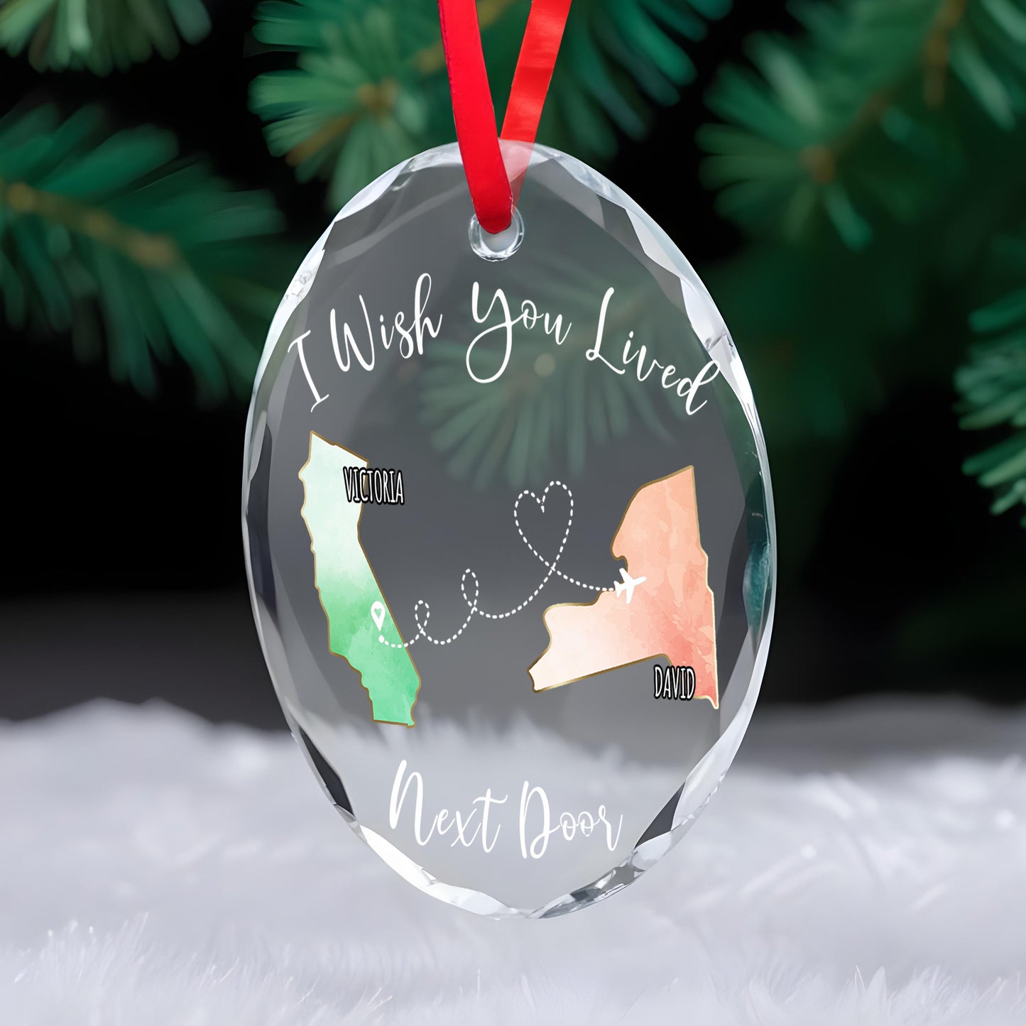 I Wish You Lived Next Door Custom Glass Ornament