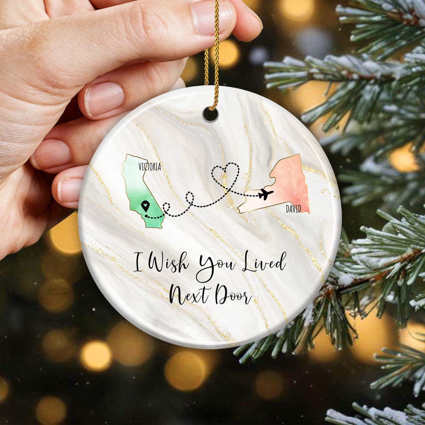 I Wish You Lived Next Door - Personalized Custom Ceramic Ornament With Round Shape - BST014_RCE