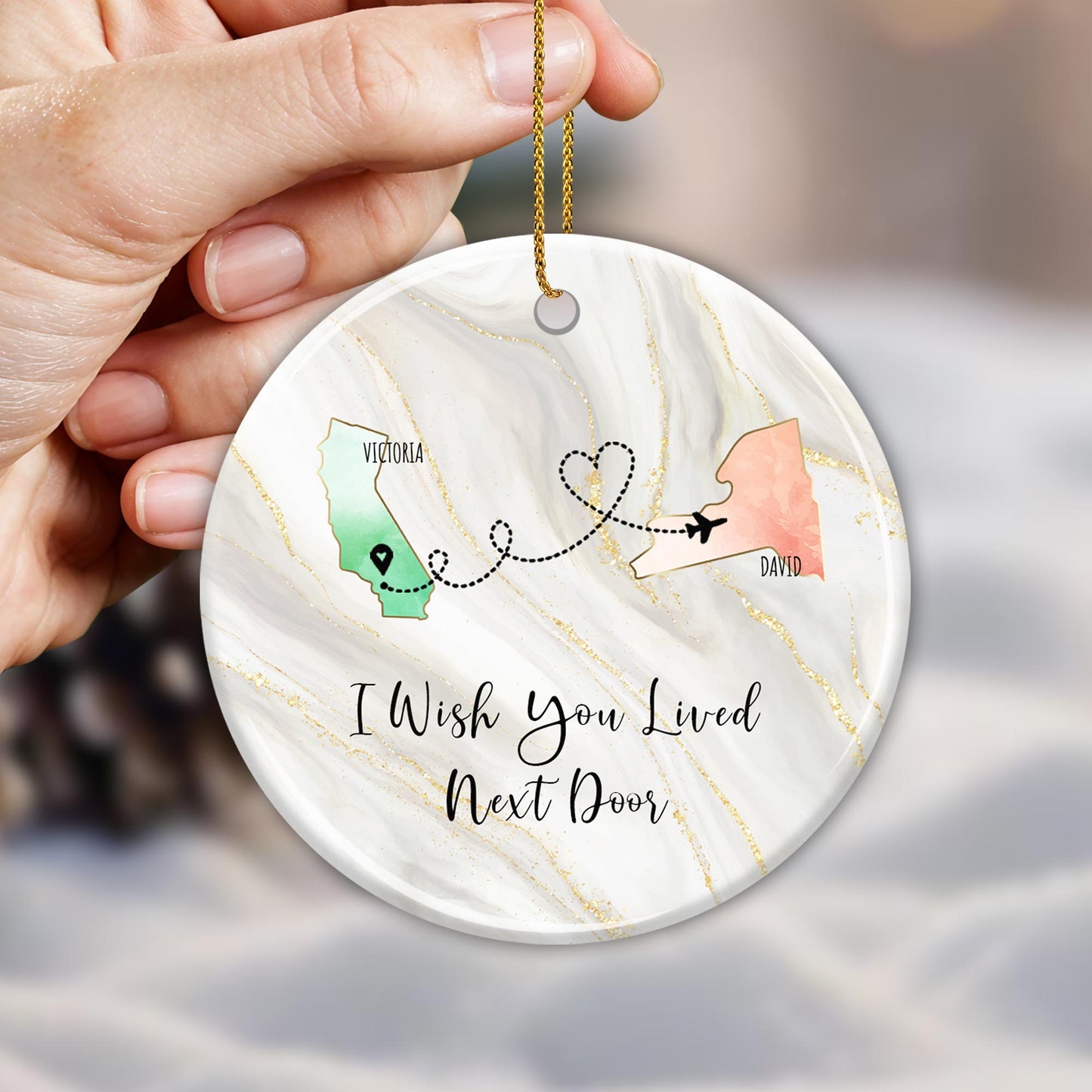 I Wish You Lived Next Door - Personalized Custom Ceramic Ornament With Round Shape - BST014_RCE