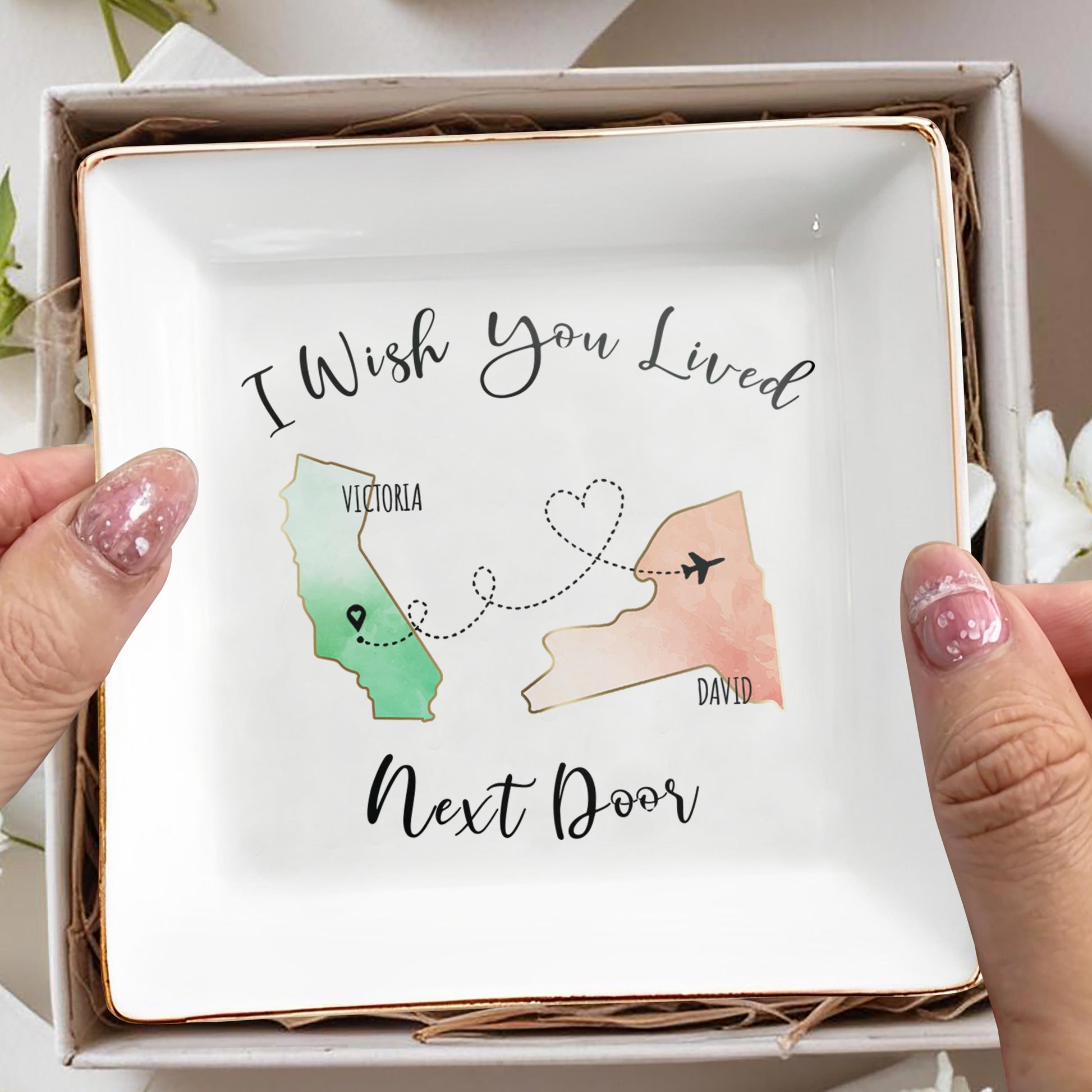 I Wish You Lived Next Door Custom Jewelry Dish