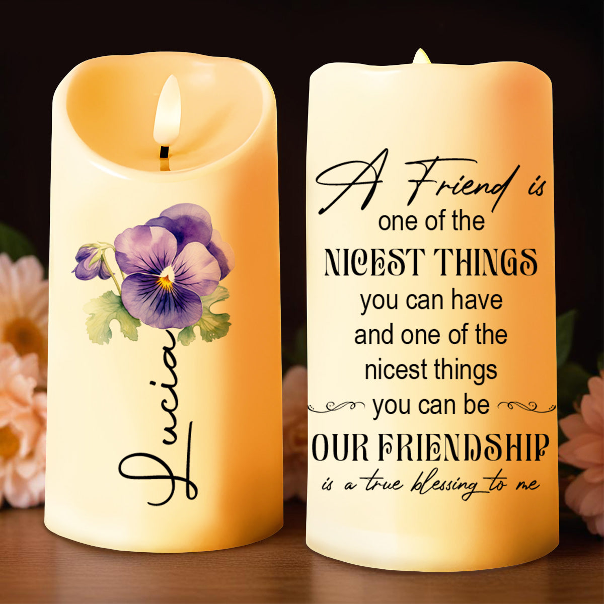 True Blessings Of Friendship And Pansy Flower Design