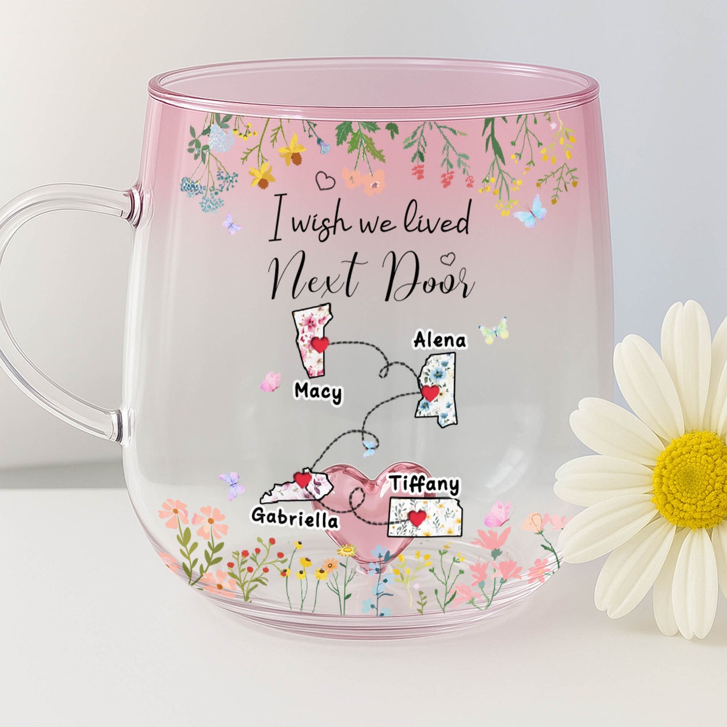 I Wish We Lived Next Door With Flowers And Butterflies