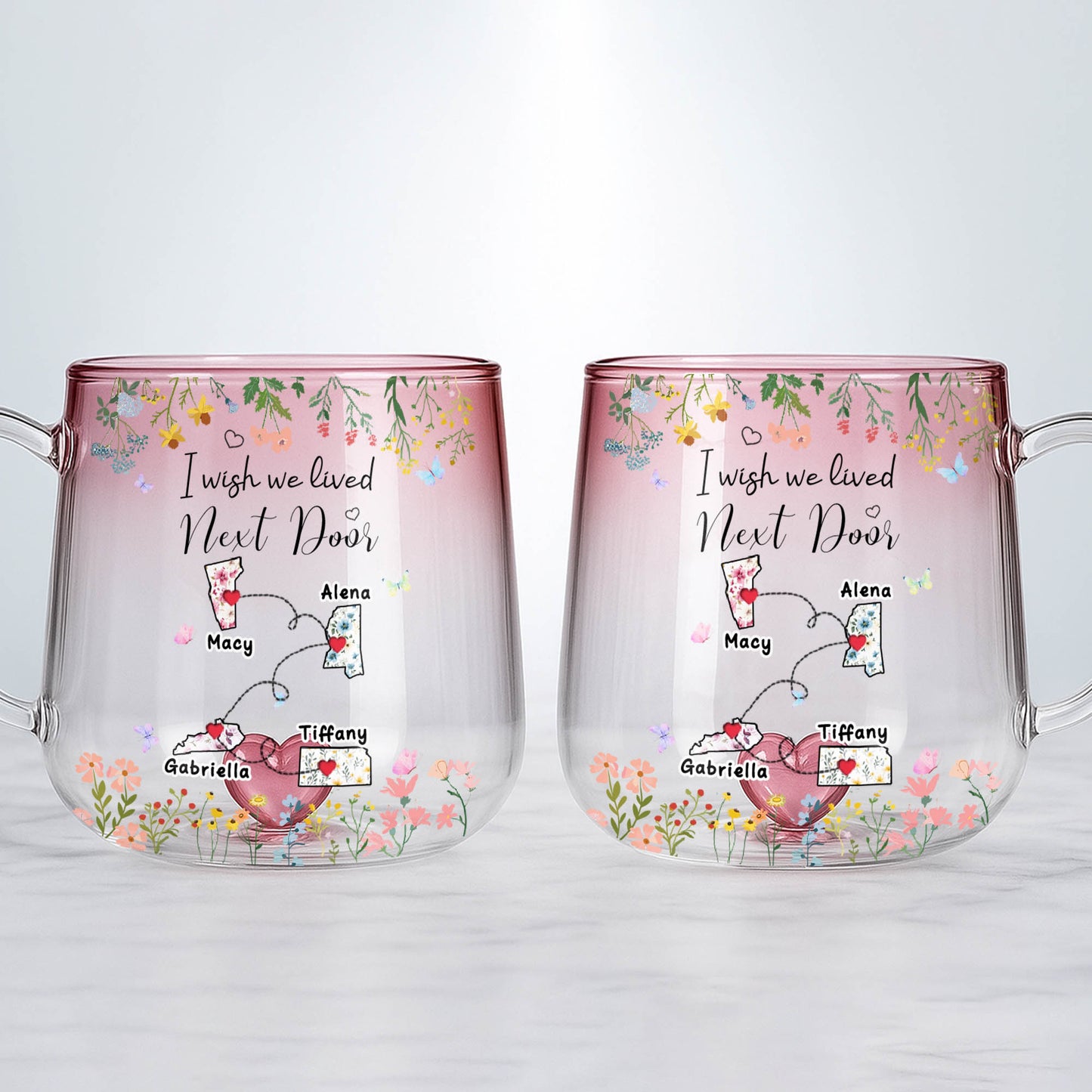 I Wish We Lived Next Door With Flowers And Butterflies