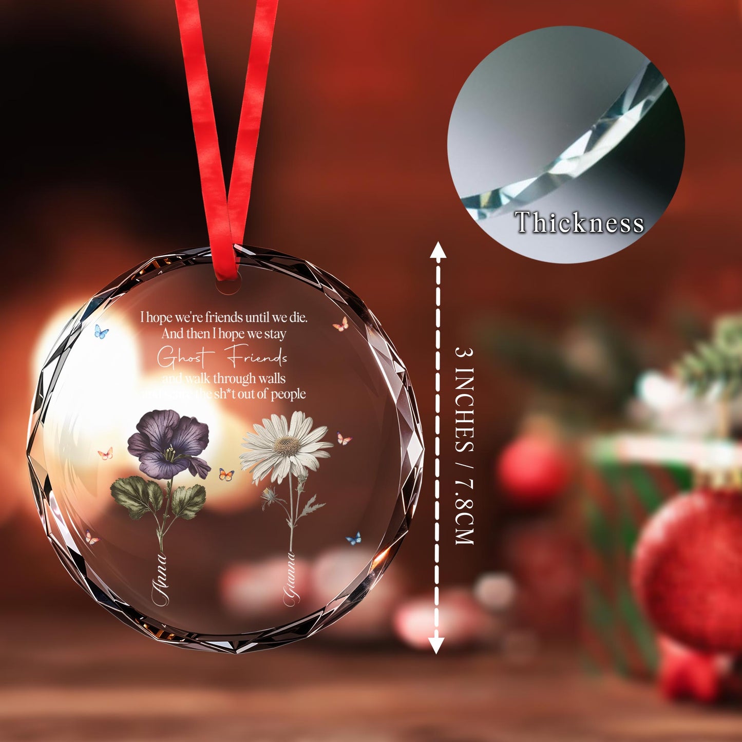 Ghost Friends Quote with Flowers and Butterflies