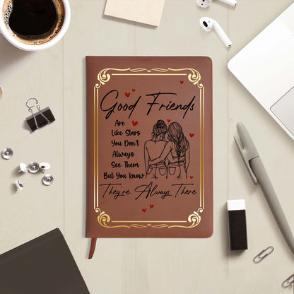 Good Friends Are Like Stars Inspirational Quote - Personalized Custom Leather Journal - BST024_JRNL