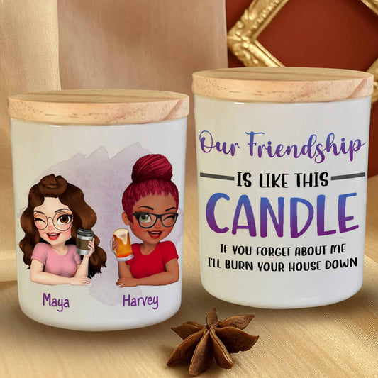 Nuestra amistad es como esta vela, brillante y cálida - Tarro de cristal personalizado con LED - BST025_LEJAR