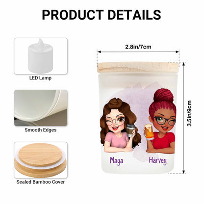 Nuestra amistad es como esta vela, brillante y cálida - Tarro de cristal personalizado con LED - BST025_LEJAR