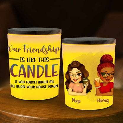 Nuestra amistad es como esta vela, brillante y cálida - Tarro de cristal personalizado con LED - BST025_LEJAR