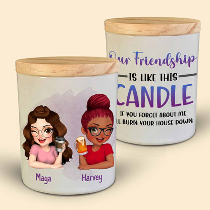 Nuestra amistad es como esta vela, brillante y cálida - Tarro de cristal personalizado con LED - BST025_LEJAR