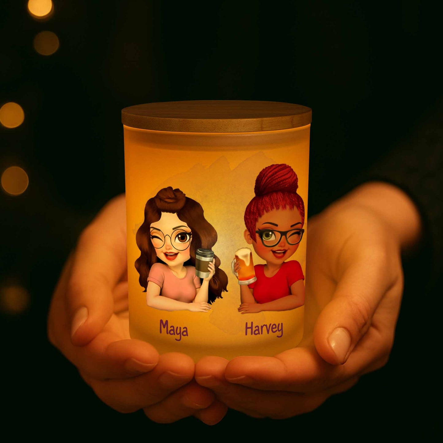 Nuestra amistad es como esta vela, brillante y cálida - Tarro de cristal personalizado con LED - BST025_LEJAR