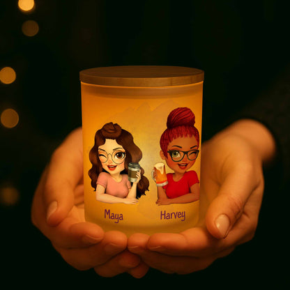 Nuestra amistad es como esta vela, brillante y cálida - Tarro de cristal personalizado con LED - BST025_LEJAR