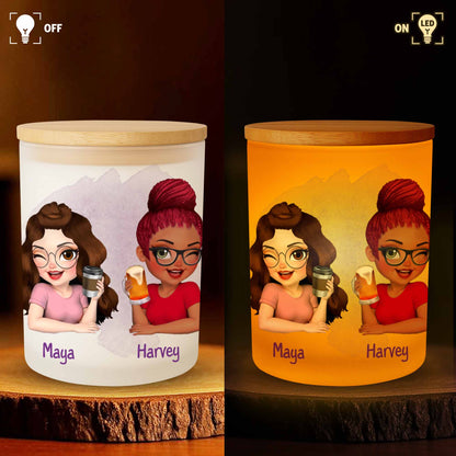 Nuestra amistad es como esta vela, brillante y cálida - Tarro de cristal personalizado con LED - BST025_LEJAR