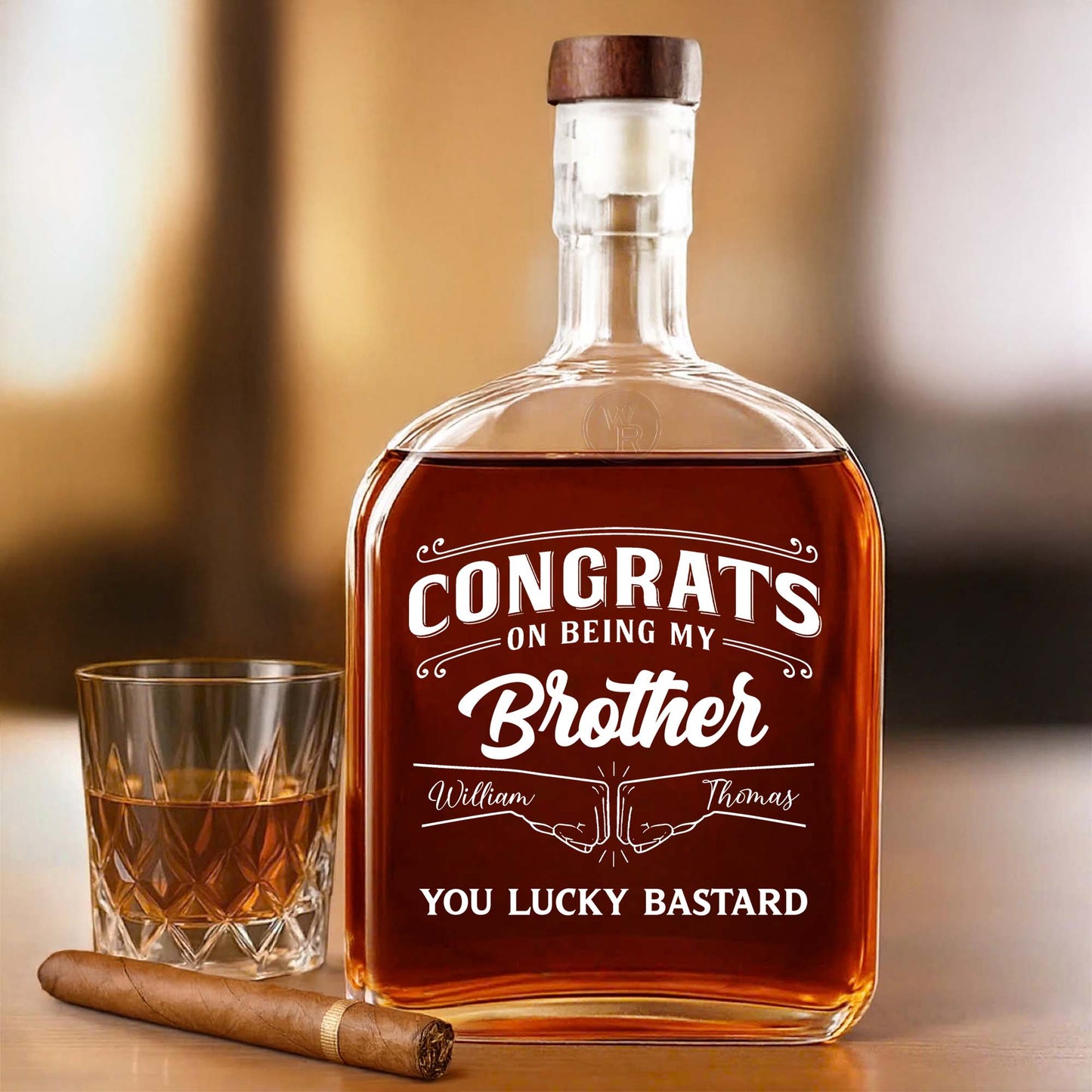 Congrats On Being My Brother Whiskey Bottle Design