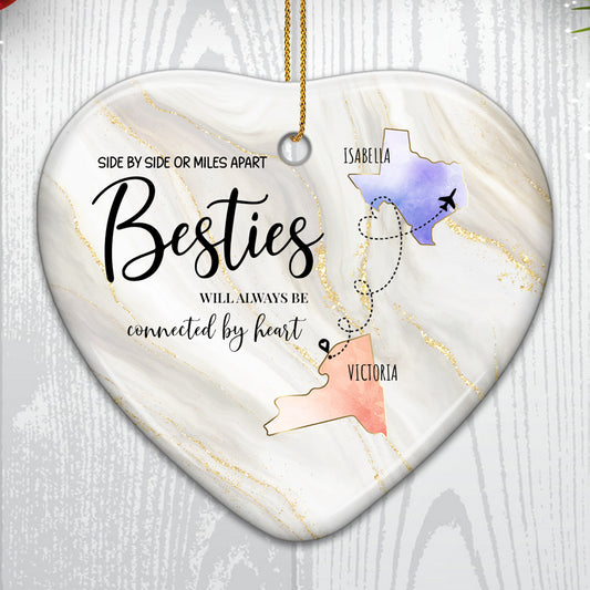 Besties Connected By Heart Custom Ornament