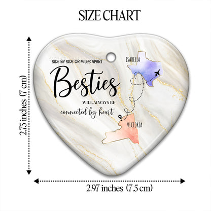 Besties Connected By Heart Custom Ornament