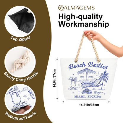 Beach Besties, Miami, Florida, Palm Tree And Beach Chair