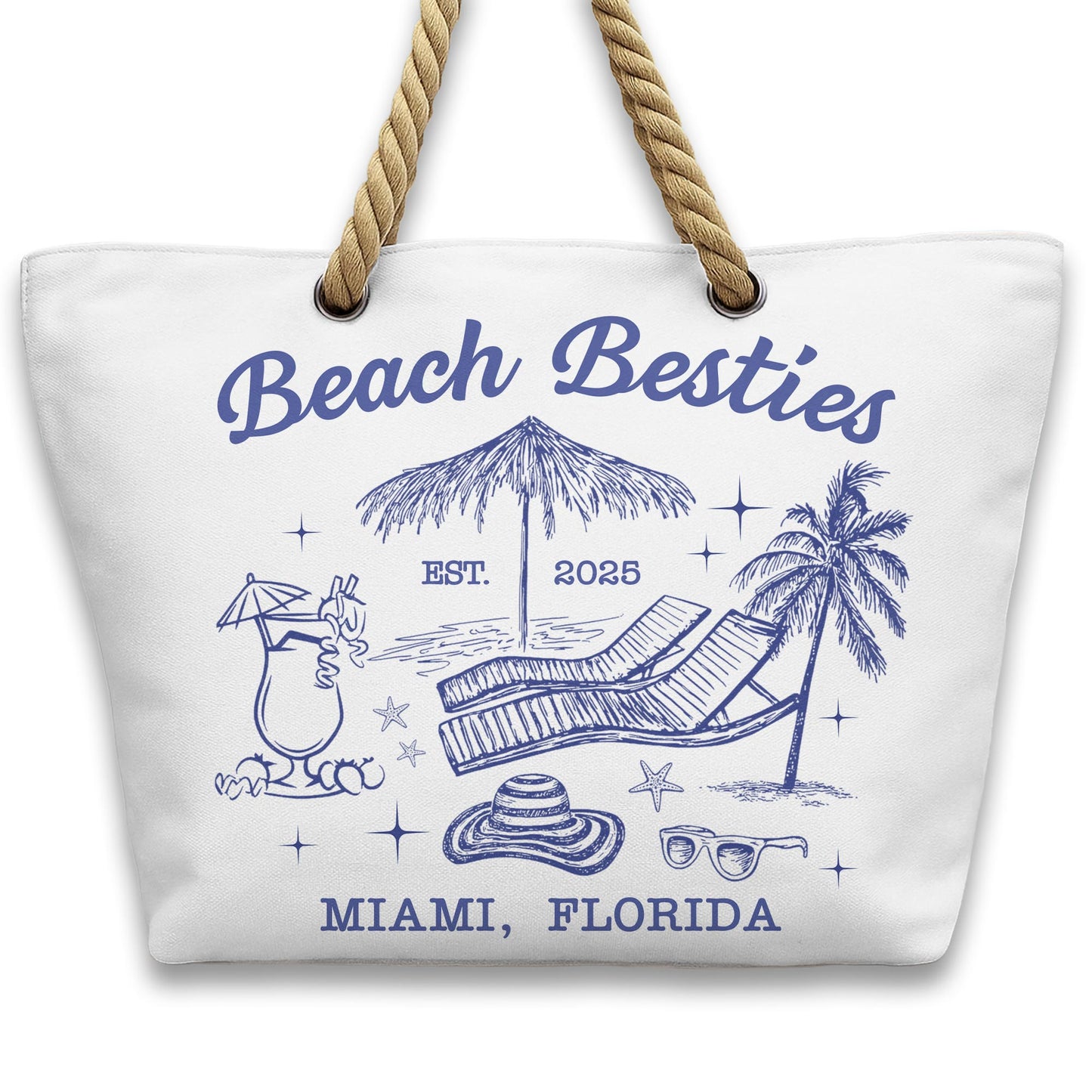 Beach Besties, Miami, Florida, Palm Tree And Beach Chair