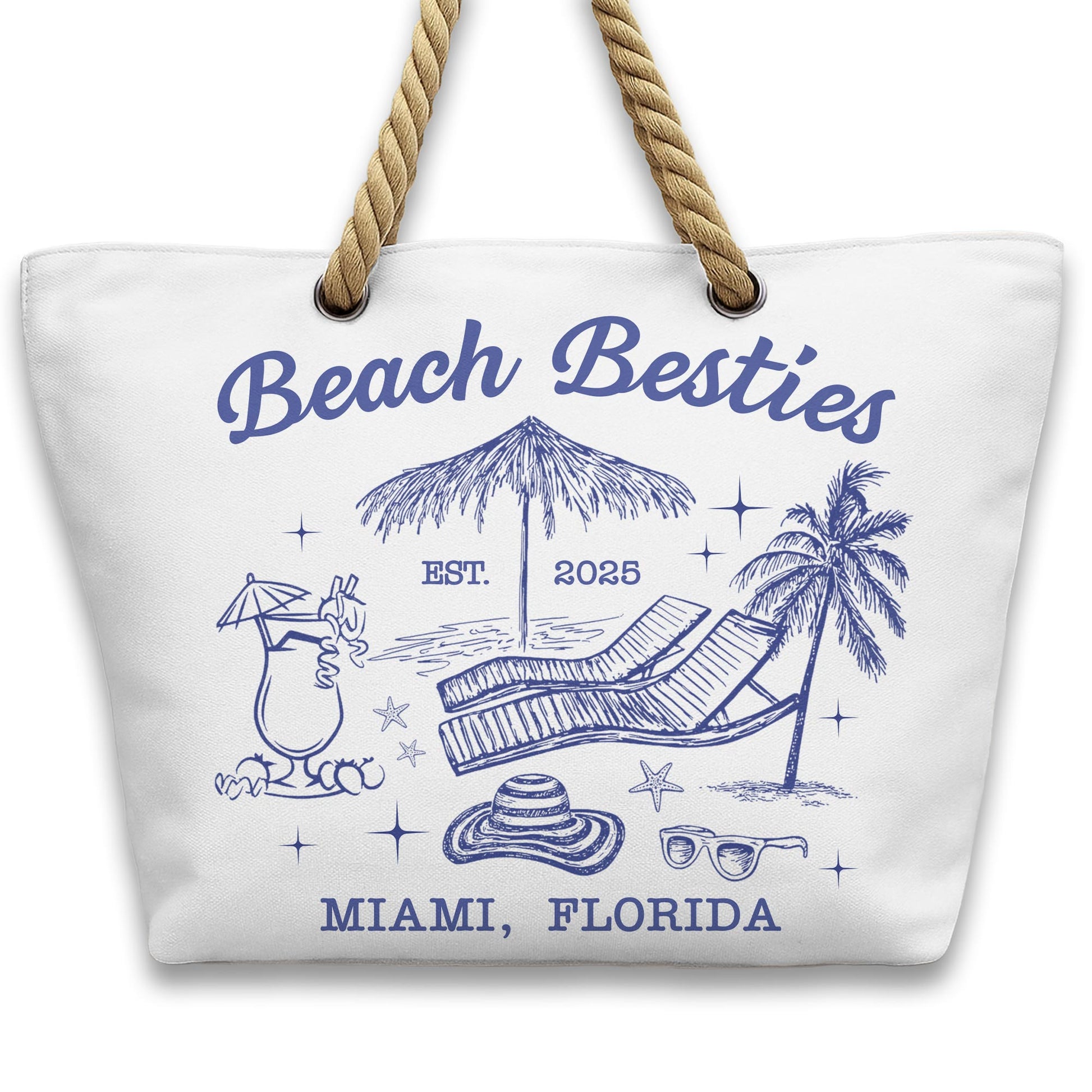 Beach Besties, Miami, Florida, Palm Tree And Beach Chair