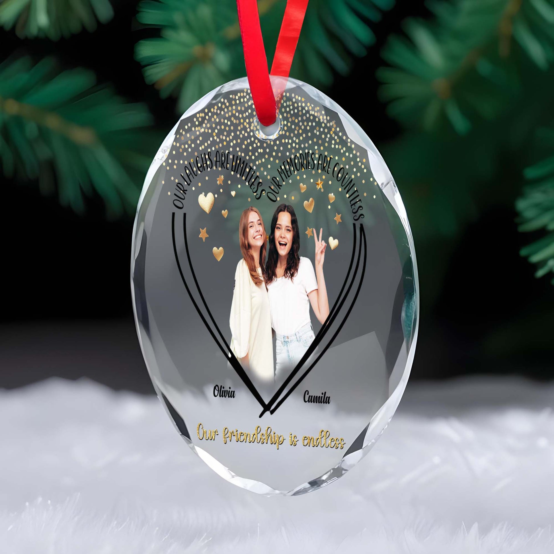 Our Friendship Is Endless Glass Ornament