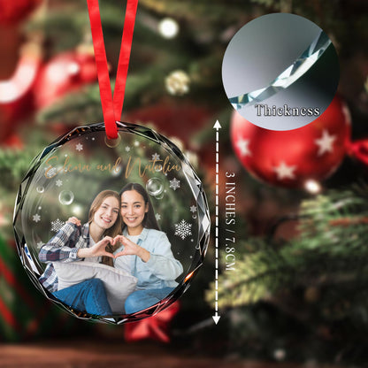 Celebrate Love And Friendship Glass Ornament - Personalized Custom Circle Glass Ornament - BST036_CGOR