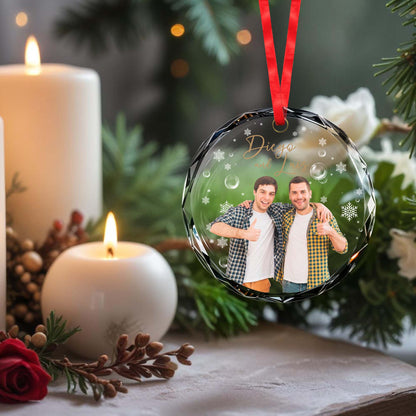 Customizable Circle Glass Ornament With Your Names