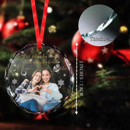 Not Sisters By Blood But Sisters By Heart Glass Ornament