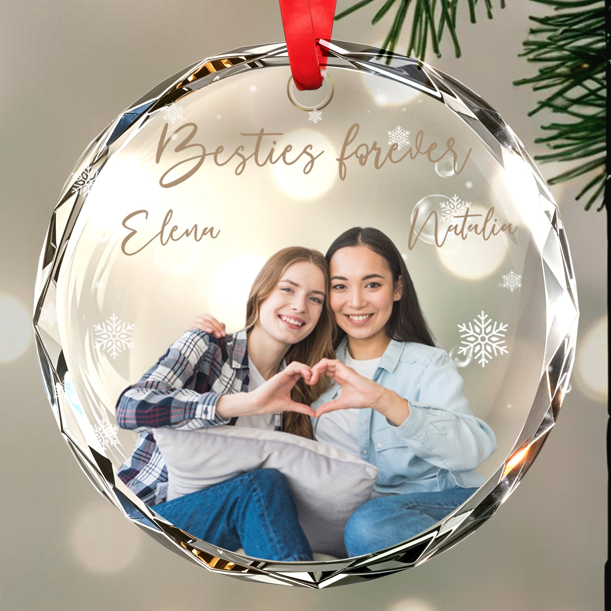 Besties Forever Glass Ornament