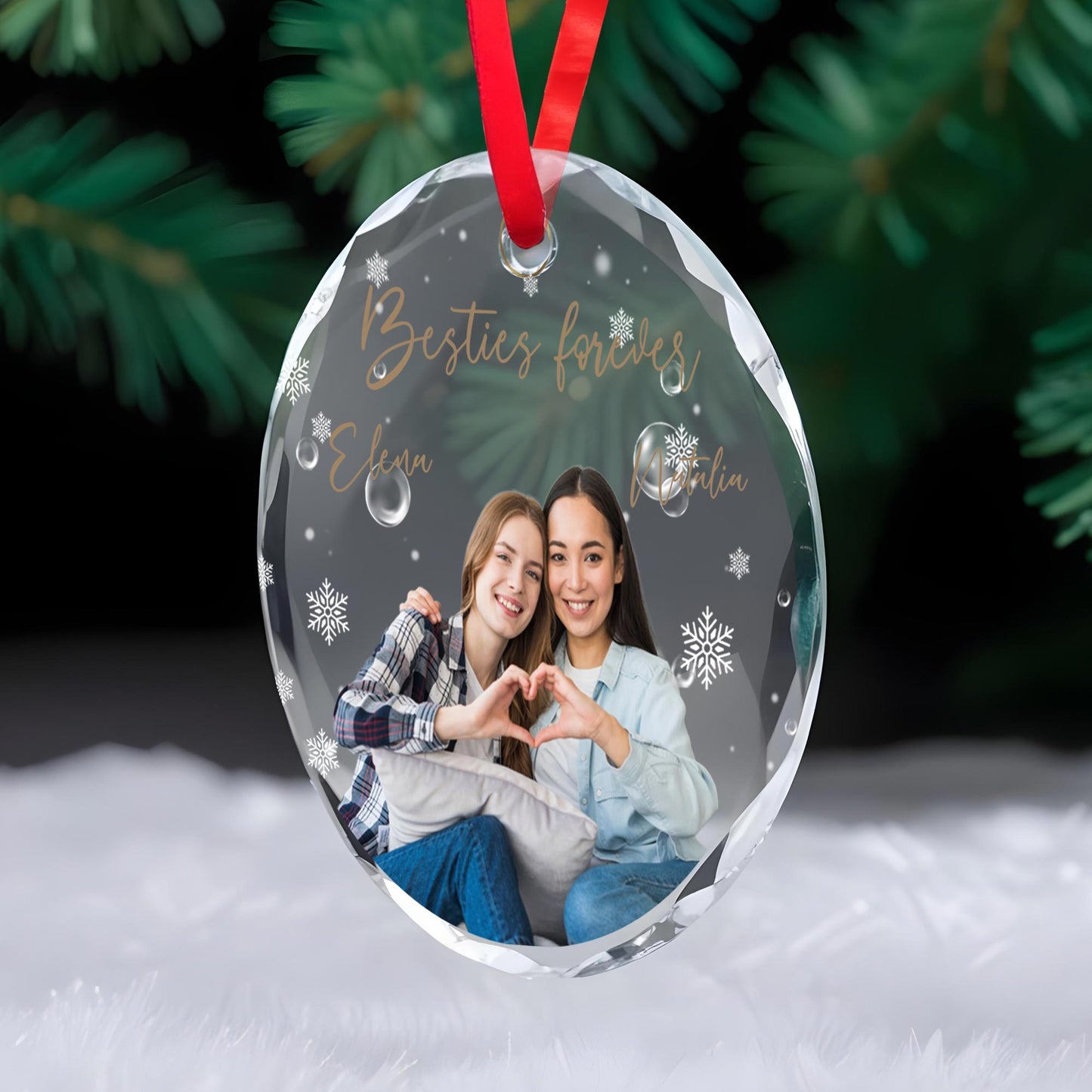 Besties Forever Glass Ornament