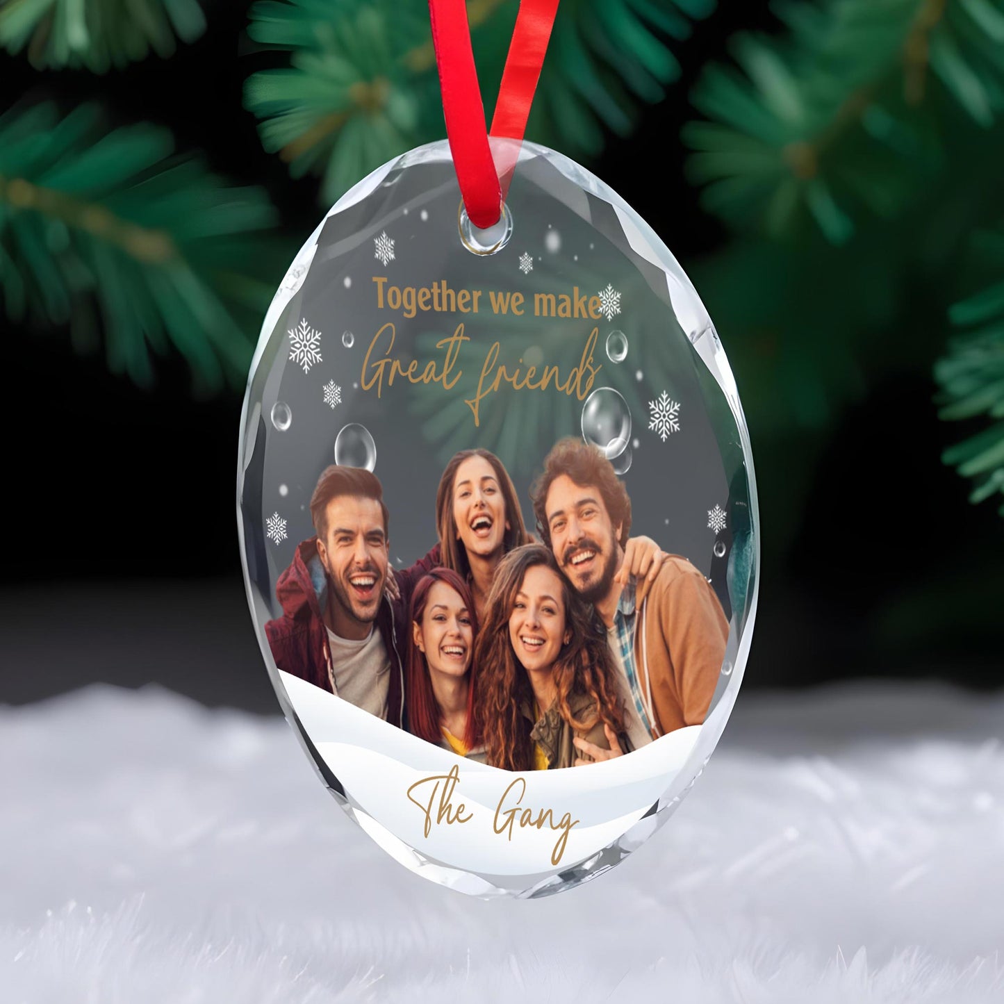 Together We Make Great Friends Glass Ornament