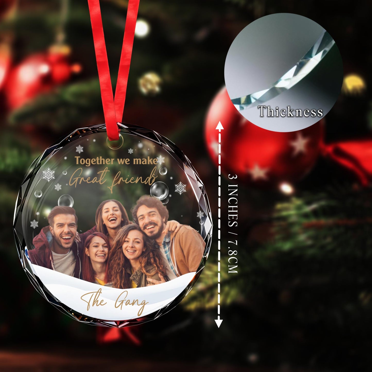 Together We Make Great Friends Glass Ornament