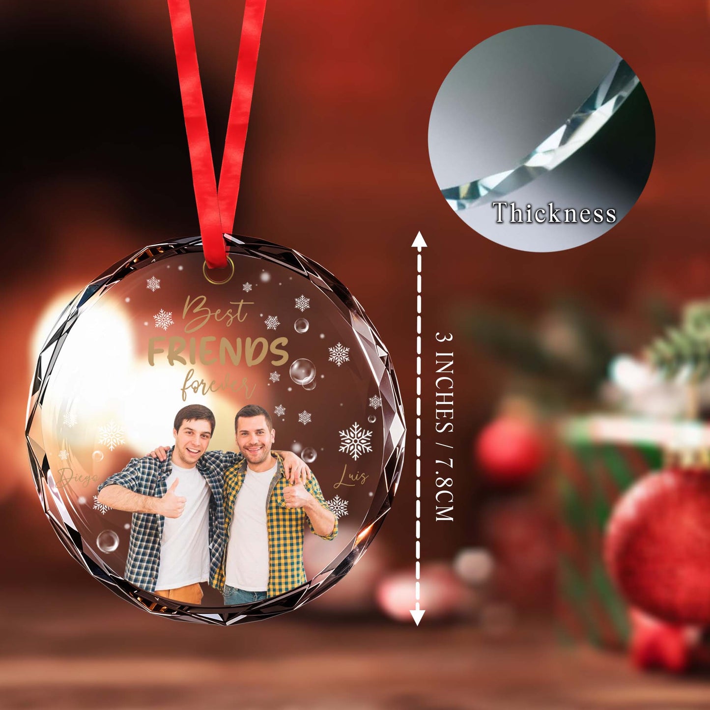 Best Friends Forever Circle Glass Ornament