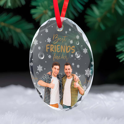 Best Friends Forever Circle Glass Ornament