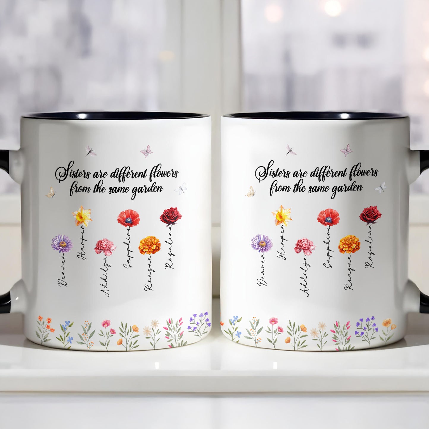 Sisters Are Different Flowers From The Same Garden, Flowers and Butterflies